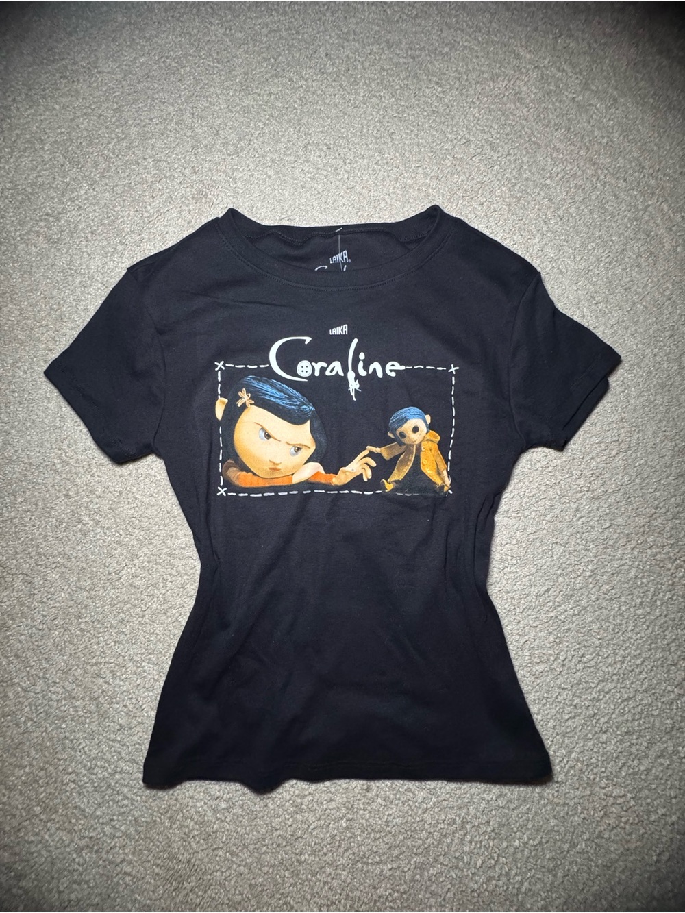 Coraline Graphic Short Sleeve Junior Tee - Black